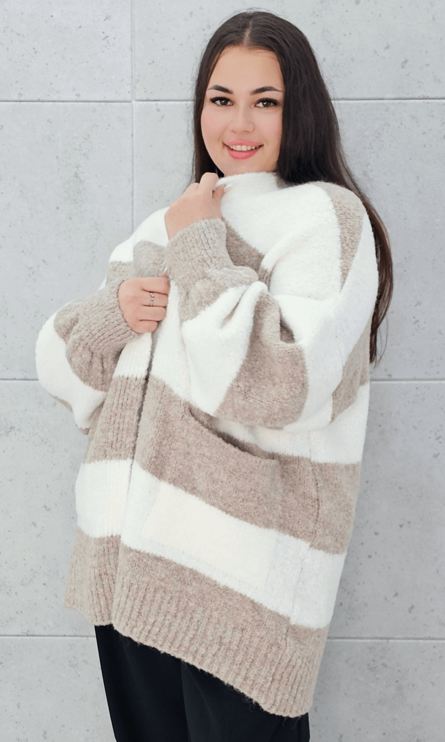 Kardigan oversize w pasy Stylowa XL