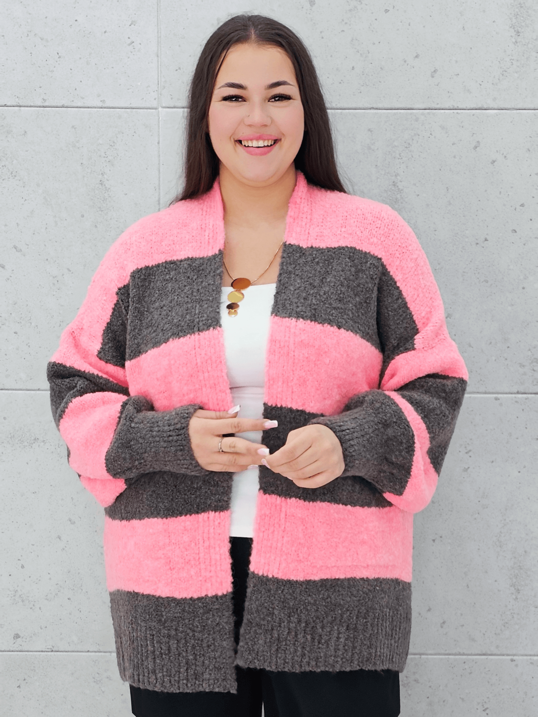 Kardigan oversize w pasy Stylowa XL