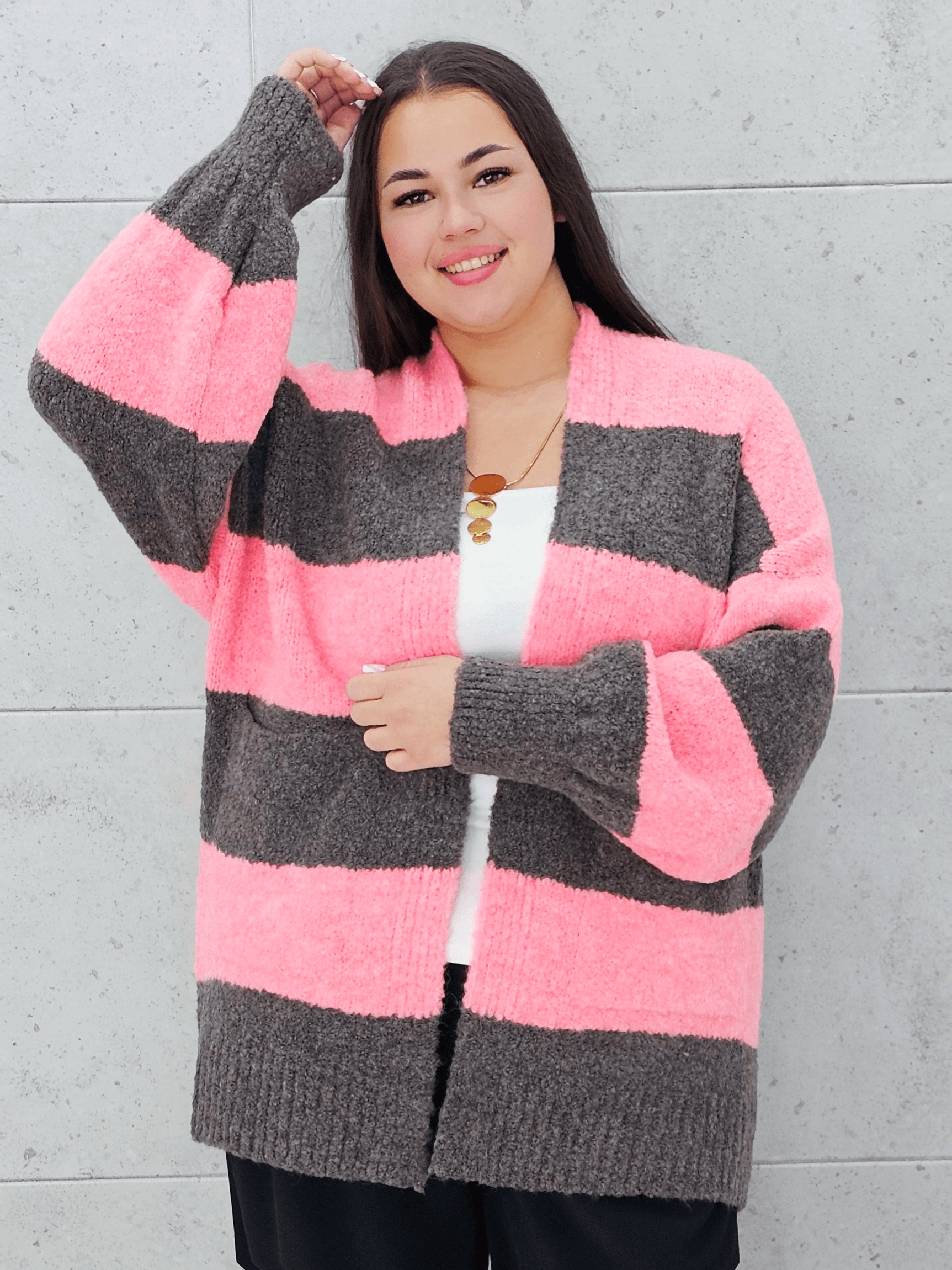 Kardigan oversize w pasy Stylowa XL