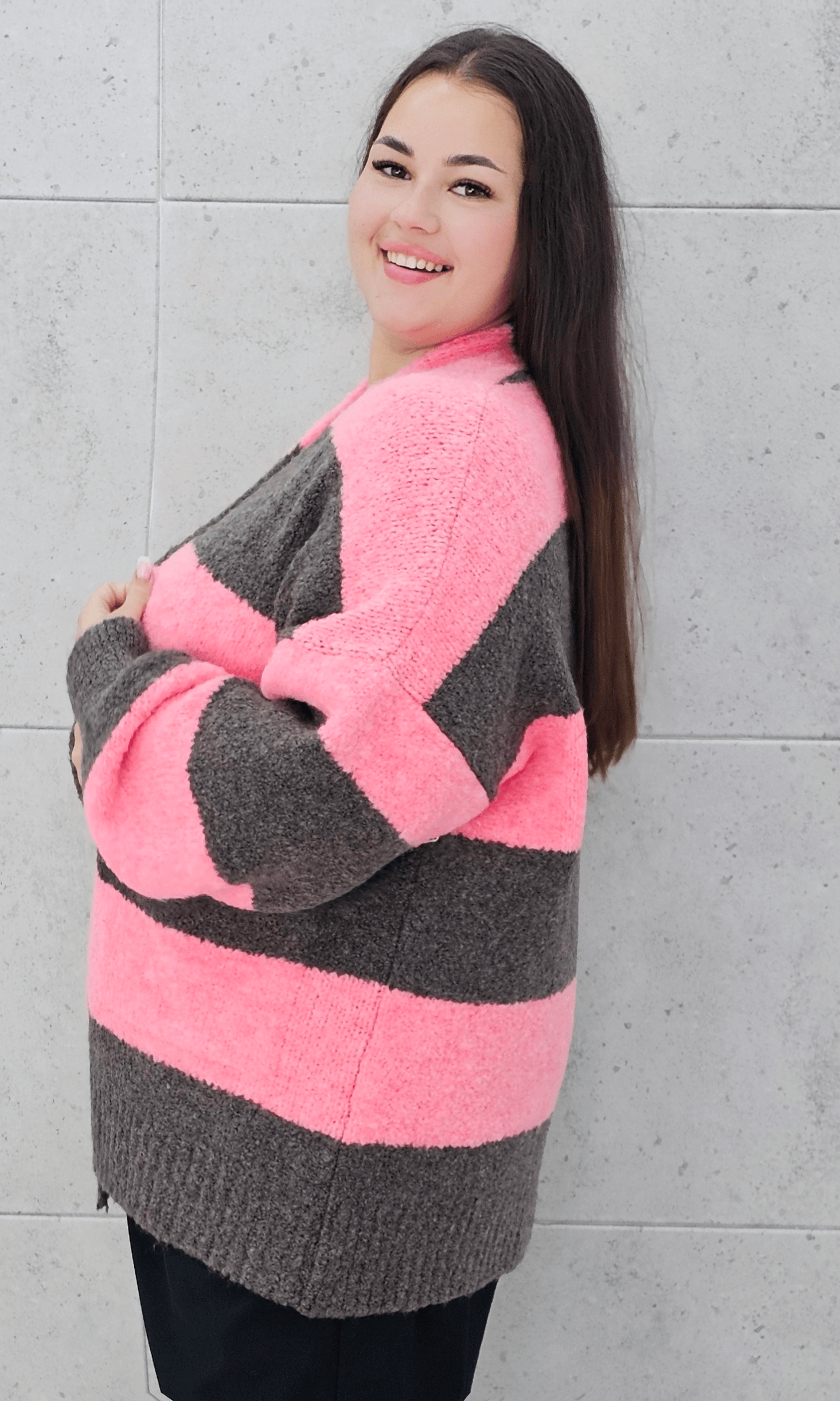 Kardigan oversize w pasy Stylowa XL