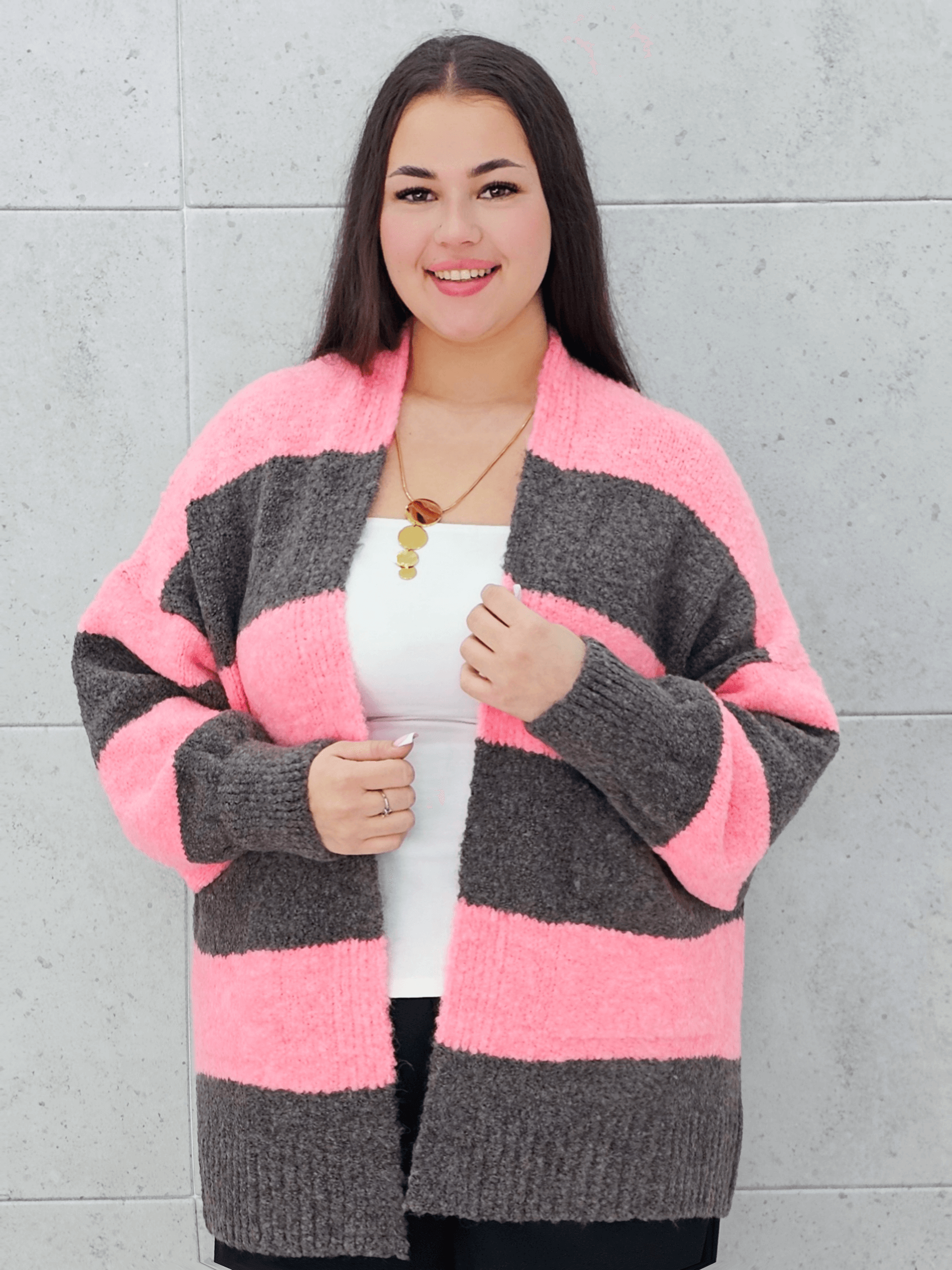 Kardigan oversize w pasy Stylowa XL