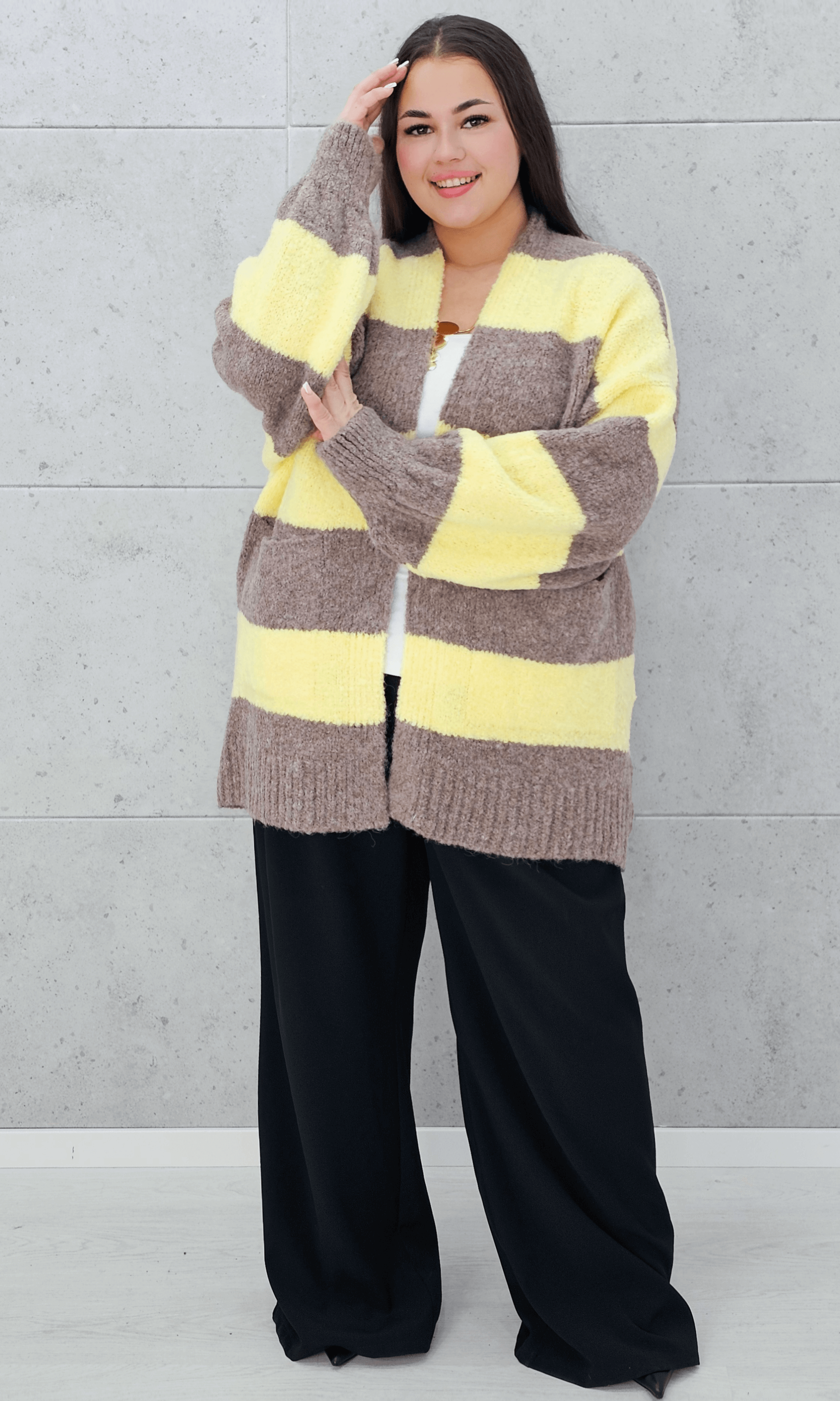 Kardigan oversize w pasy Stylowa XL