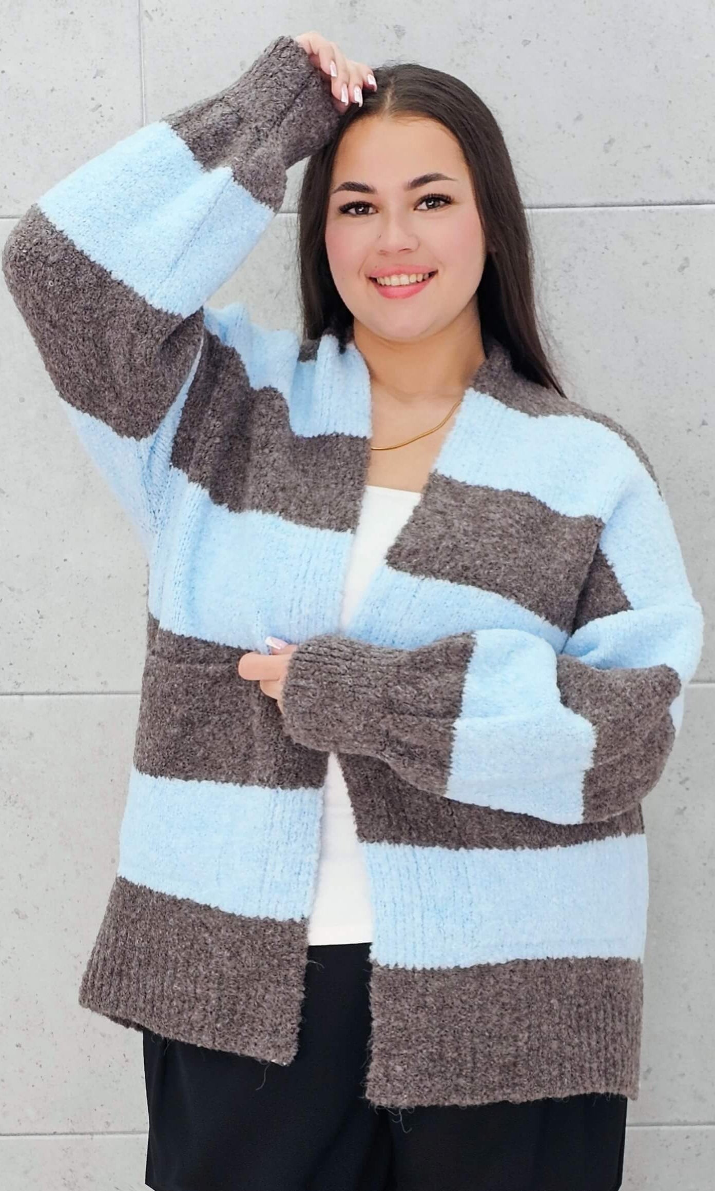 Kardigan oversize w pasy Stylowa XL