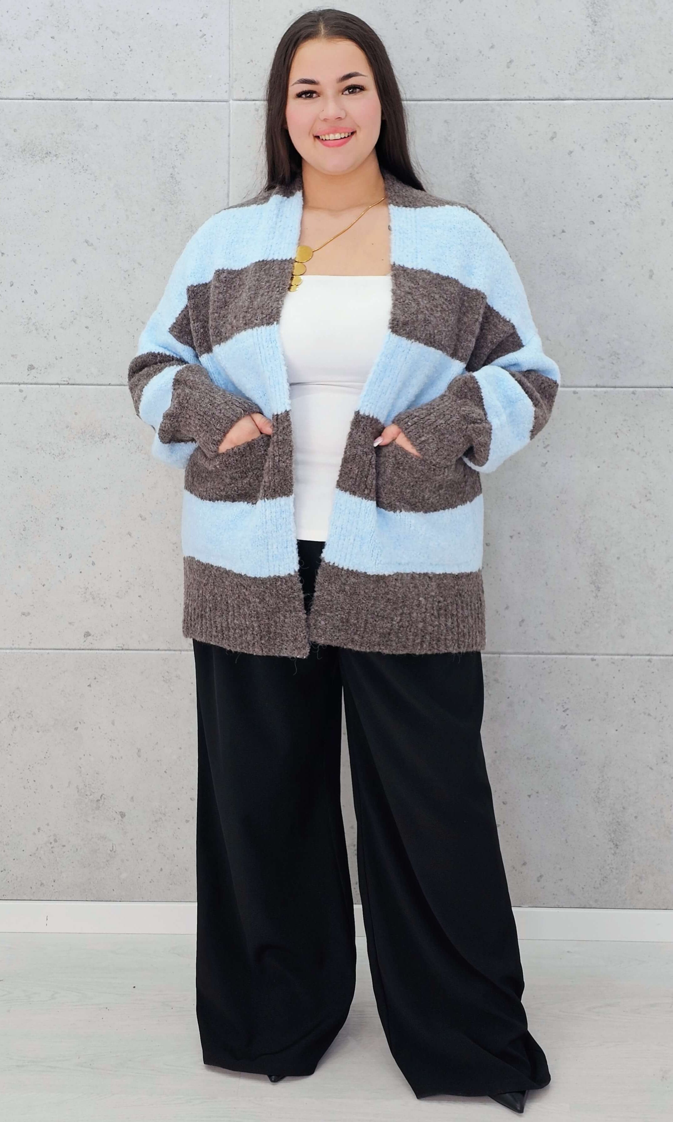 Kardigan oversize w pasy Stylowa XL