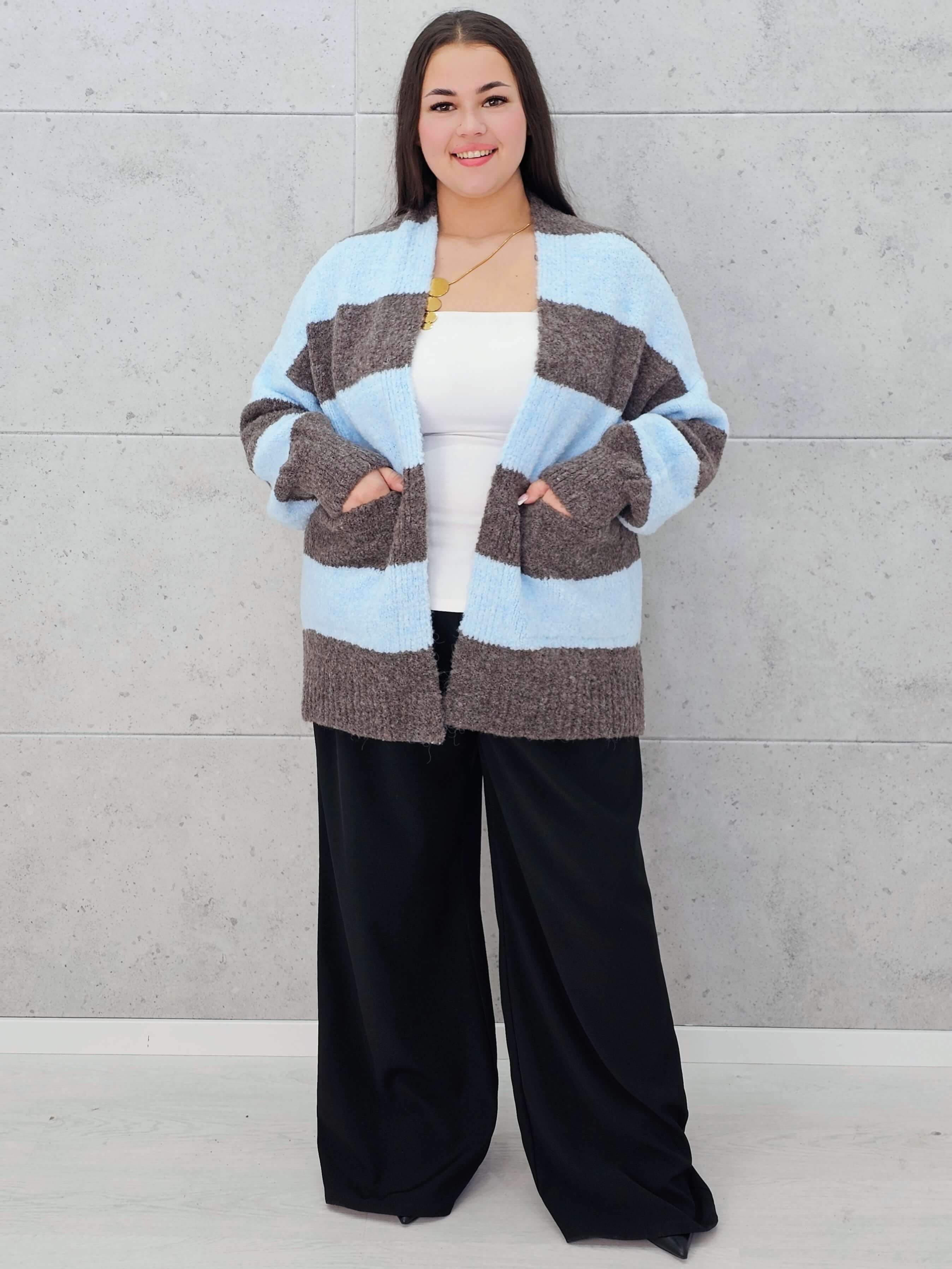 Kardigan oversize w pasy Stylowa XL