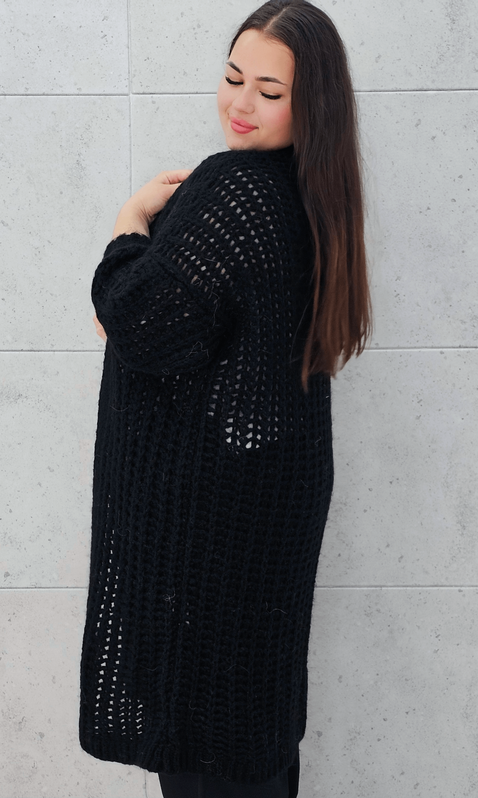 Długi kardigan oversize z grubym splotem. Stylowa XL