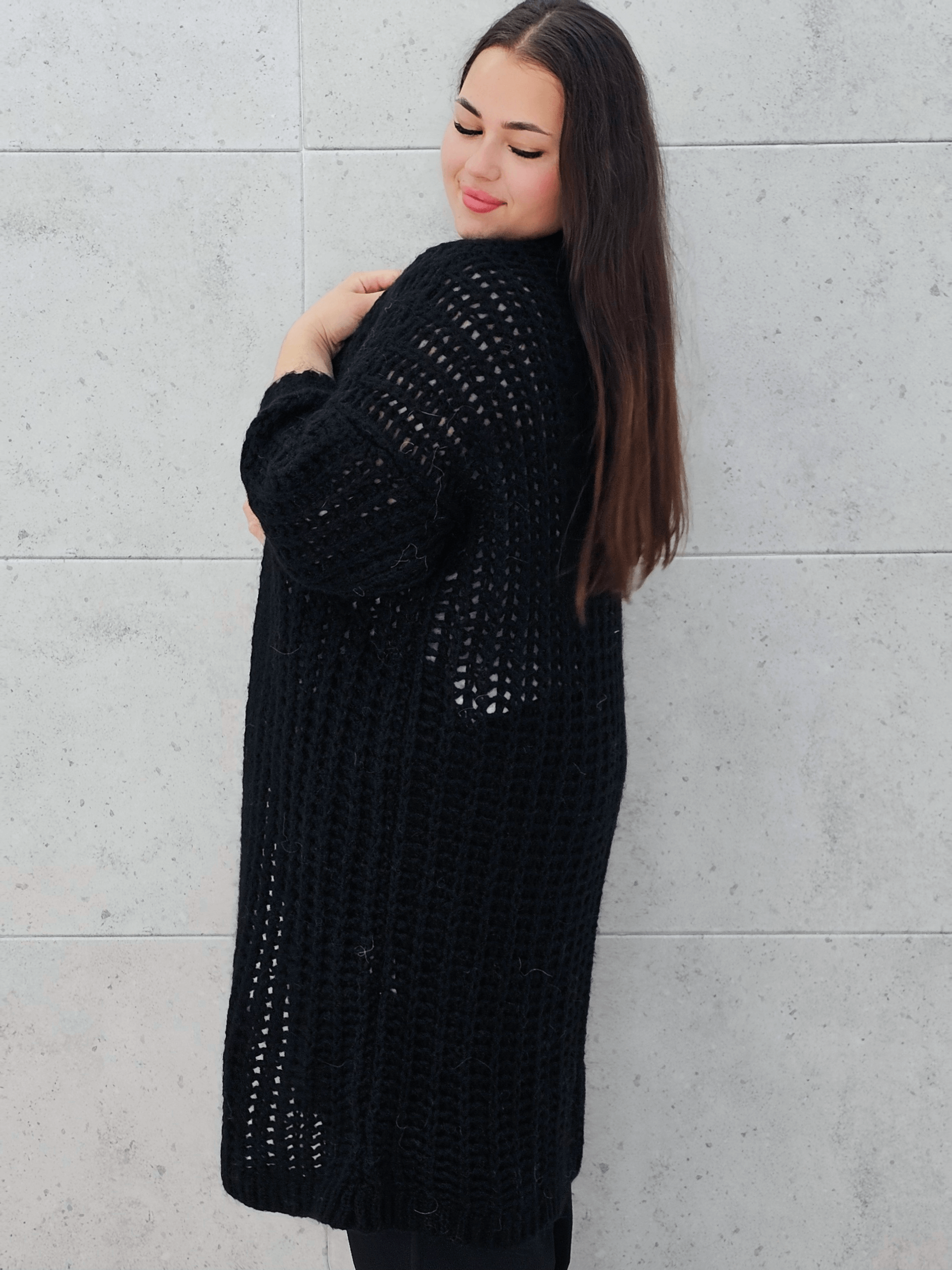 Długi kardigan oversize z grubym splotem. Stylowa XL