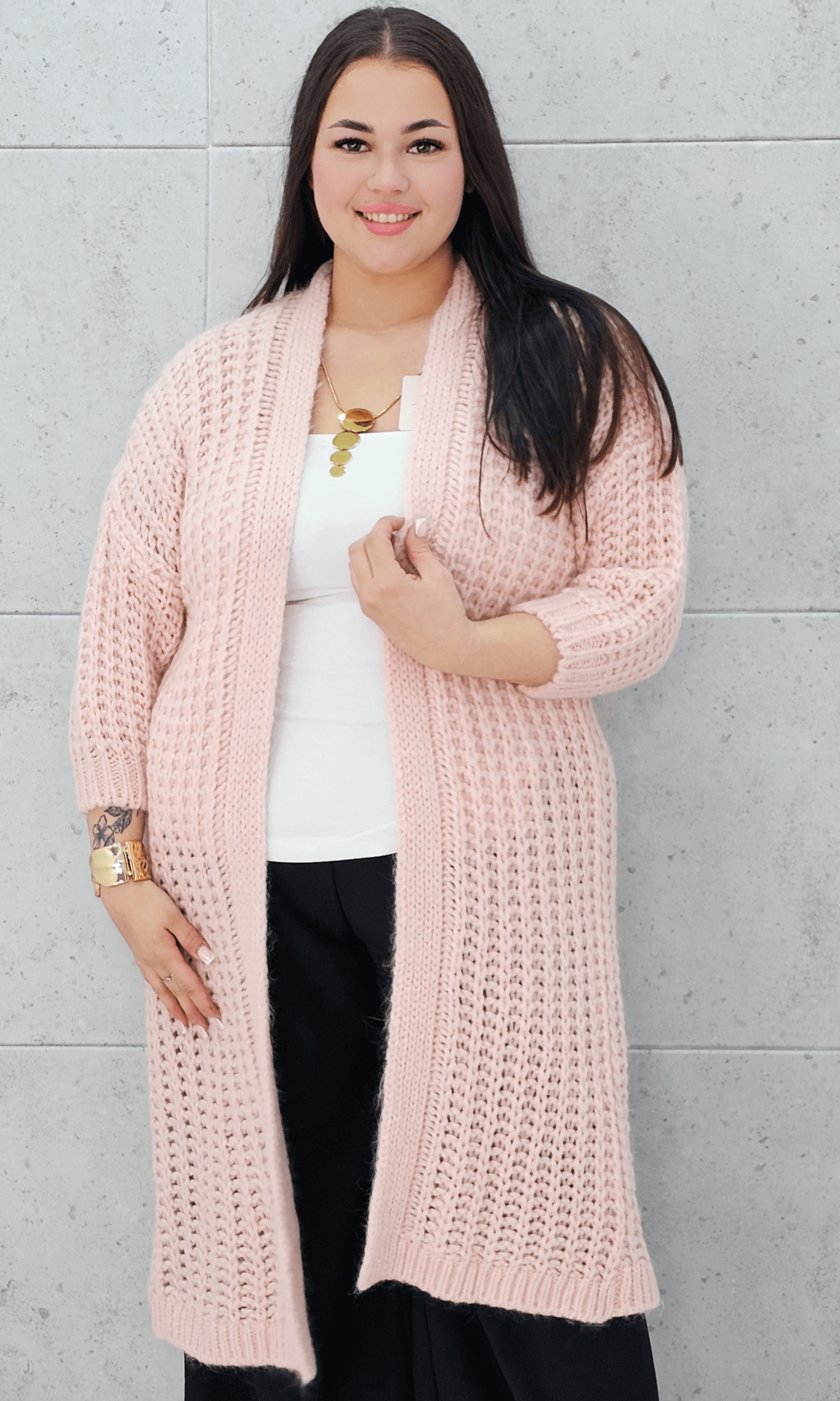 Długi kardigan oversize z grubym splotem. Stylowa XL