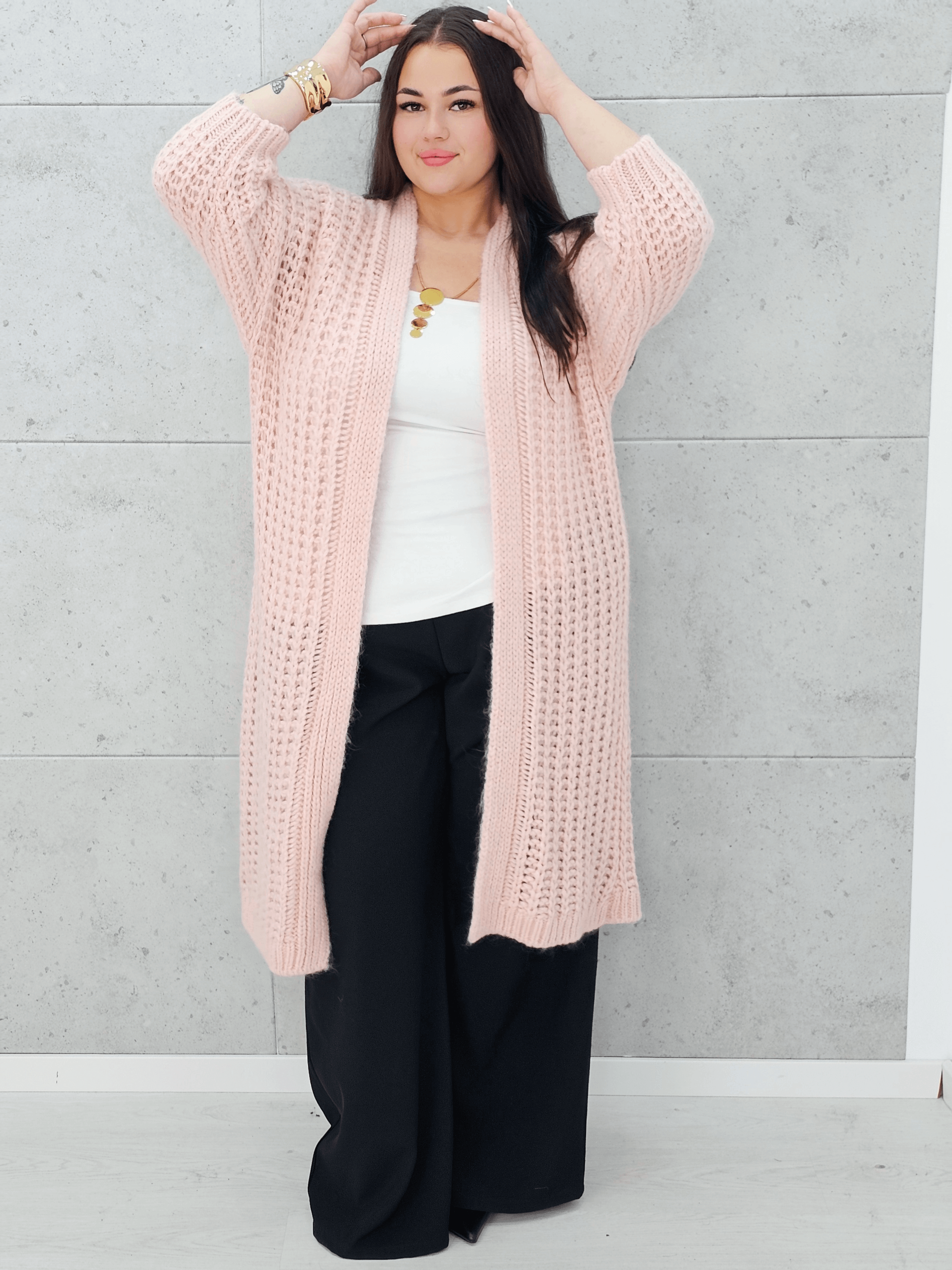 Długi kardigan oversize z grubym splotem. Stylowa XL