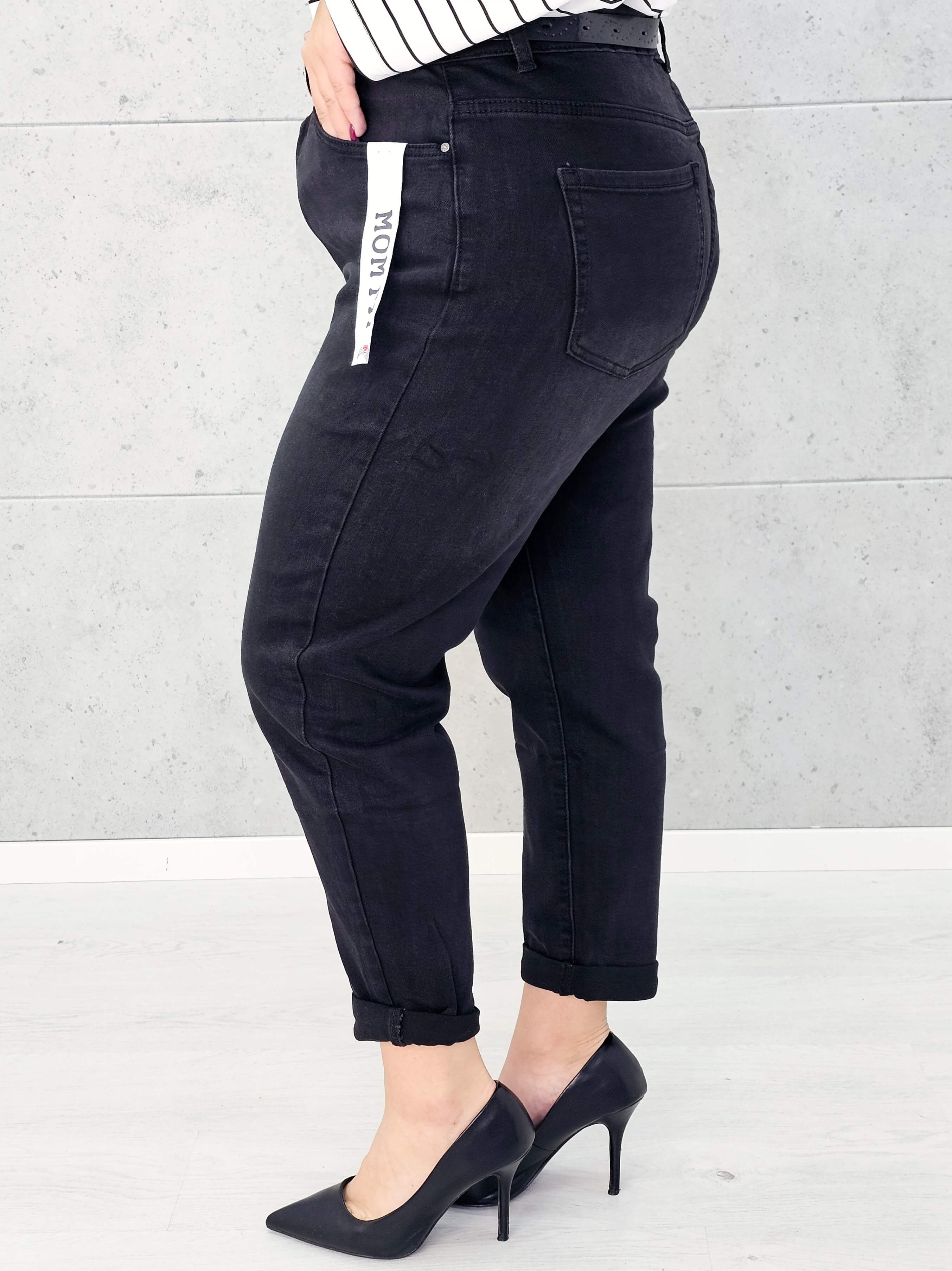 Czarne spodnie jeansowe StylowaXL Mom Fit – idealne dopasowanie w modzie plus size Stylowa XL