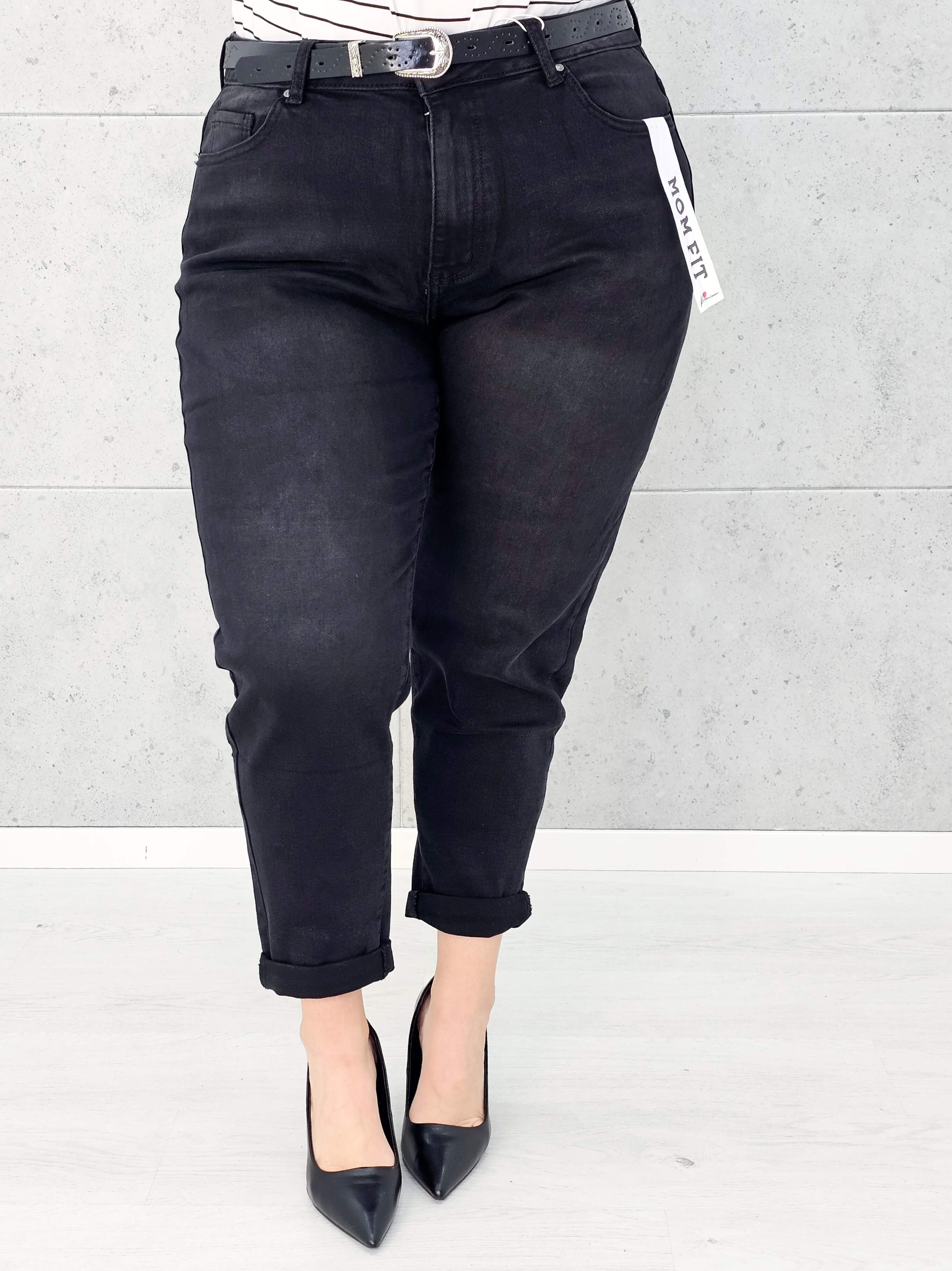 Czarne spodnie jeansowe StylowaXL Mom Fit – idealne dopasowanie w modzie plus size Stylowa XL