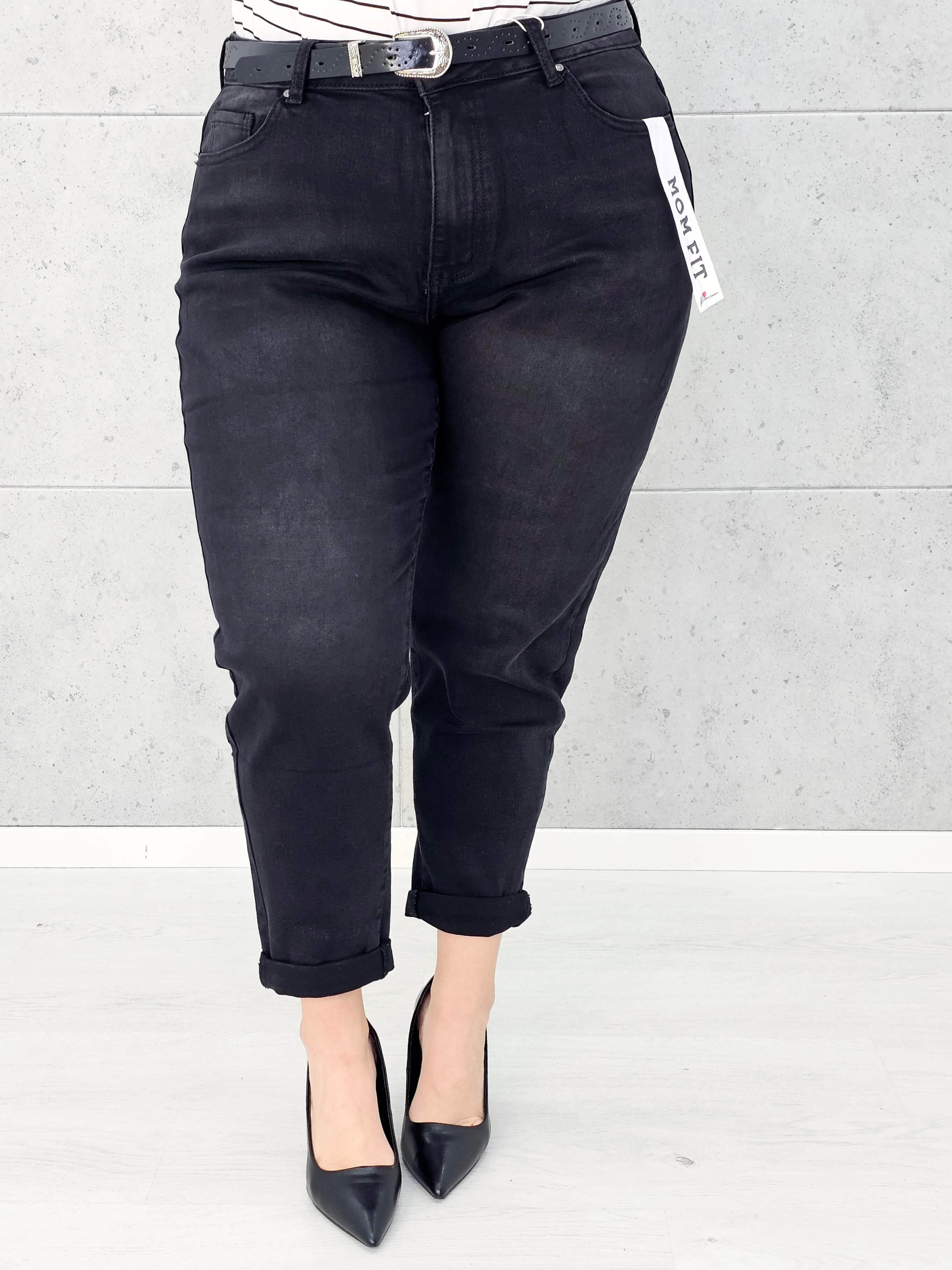 Czarne spodnie jeansowe StylowaXL Mom Fit – idealne dopasowanie w modzie plus size Stylowa XL