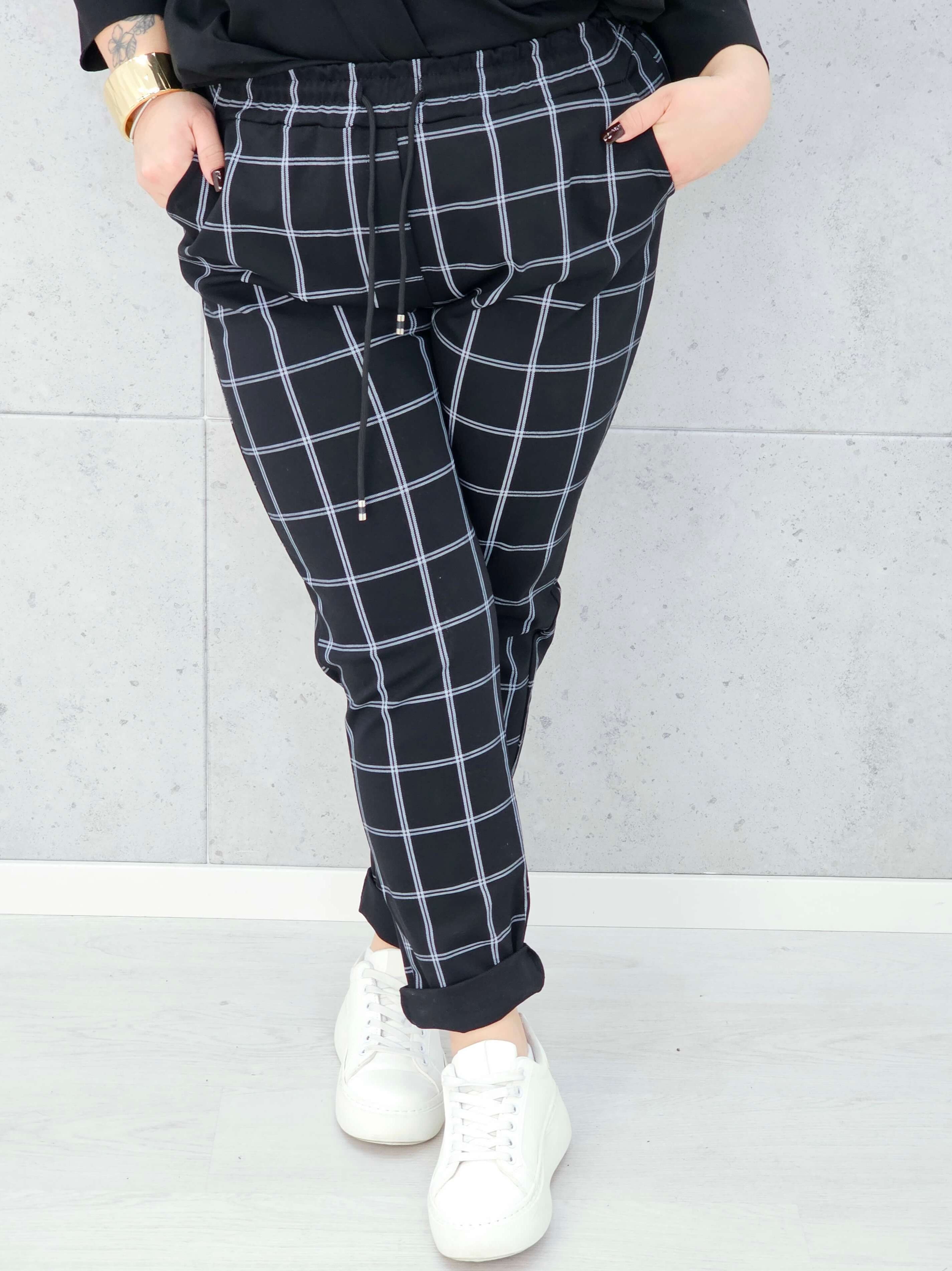 Spodnie w kratkę plus size – wygodne spodnie XXL z elastycznym pasem - Stylowa XL