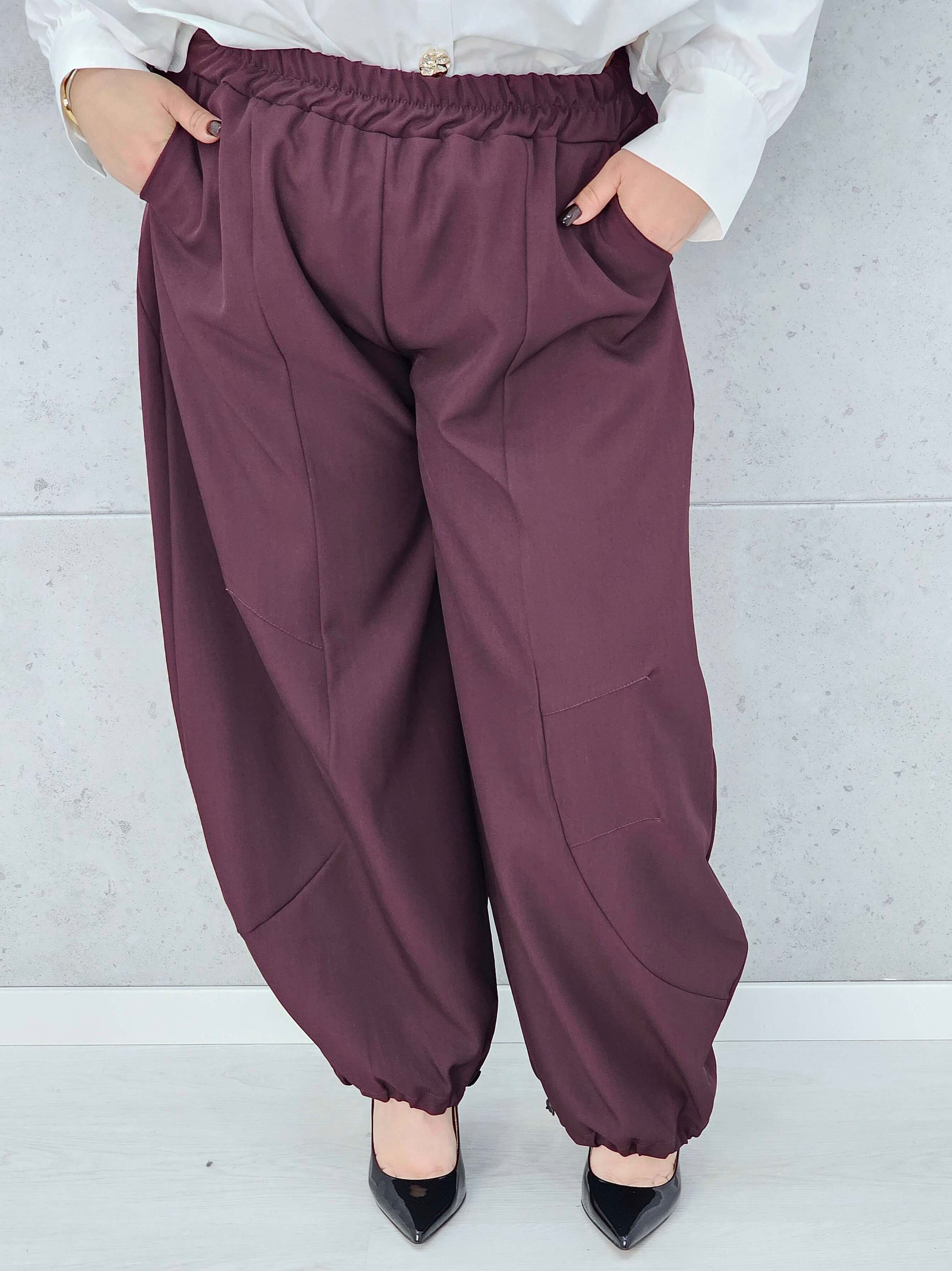 spodnie plus size z kieszeniami i luźnym krojem przodem