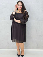 Brązowa sukienka hiszpanka midi z koronką – Stylowa XL cała