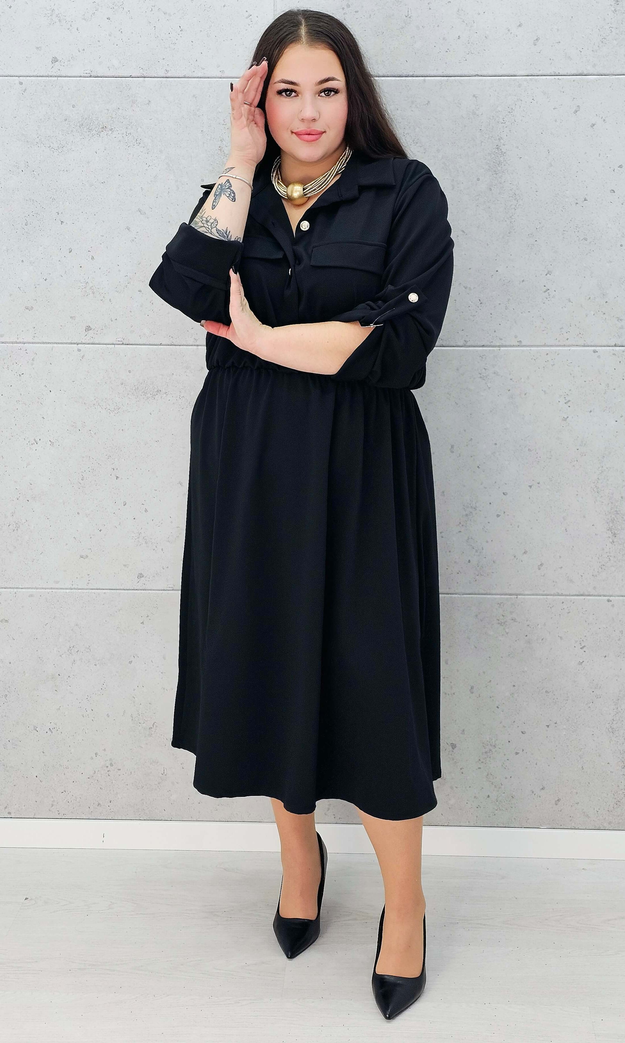 Czarne sukienki midi plus size Stylowa XL – klasyka w nowoczesnym wydaniu