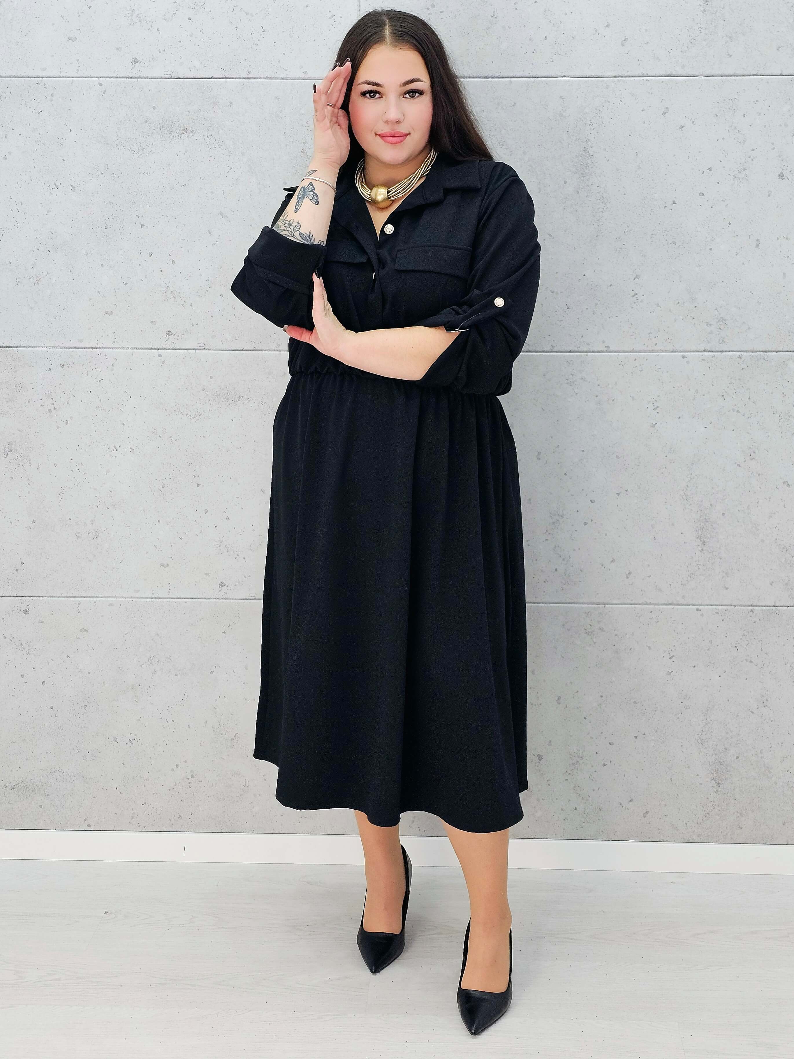 Czarne sukienki midi plus size Stylowa XL – klasyka w nowoczesnym wydaniu