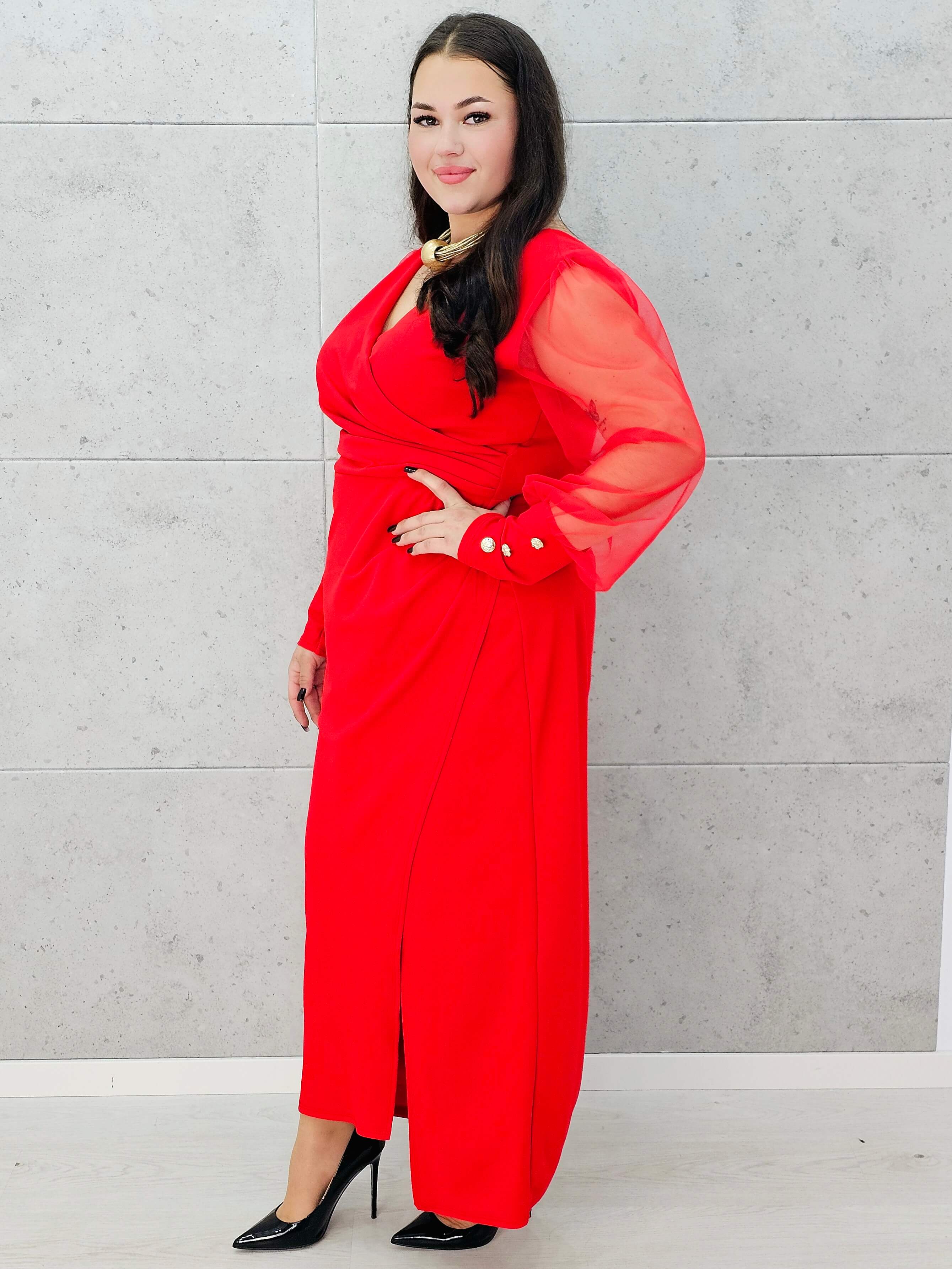 Elegancka sukienka maxi plus size Stylowa XL bokiem