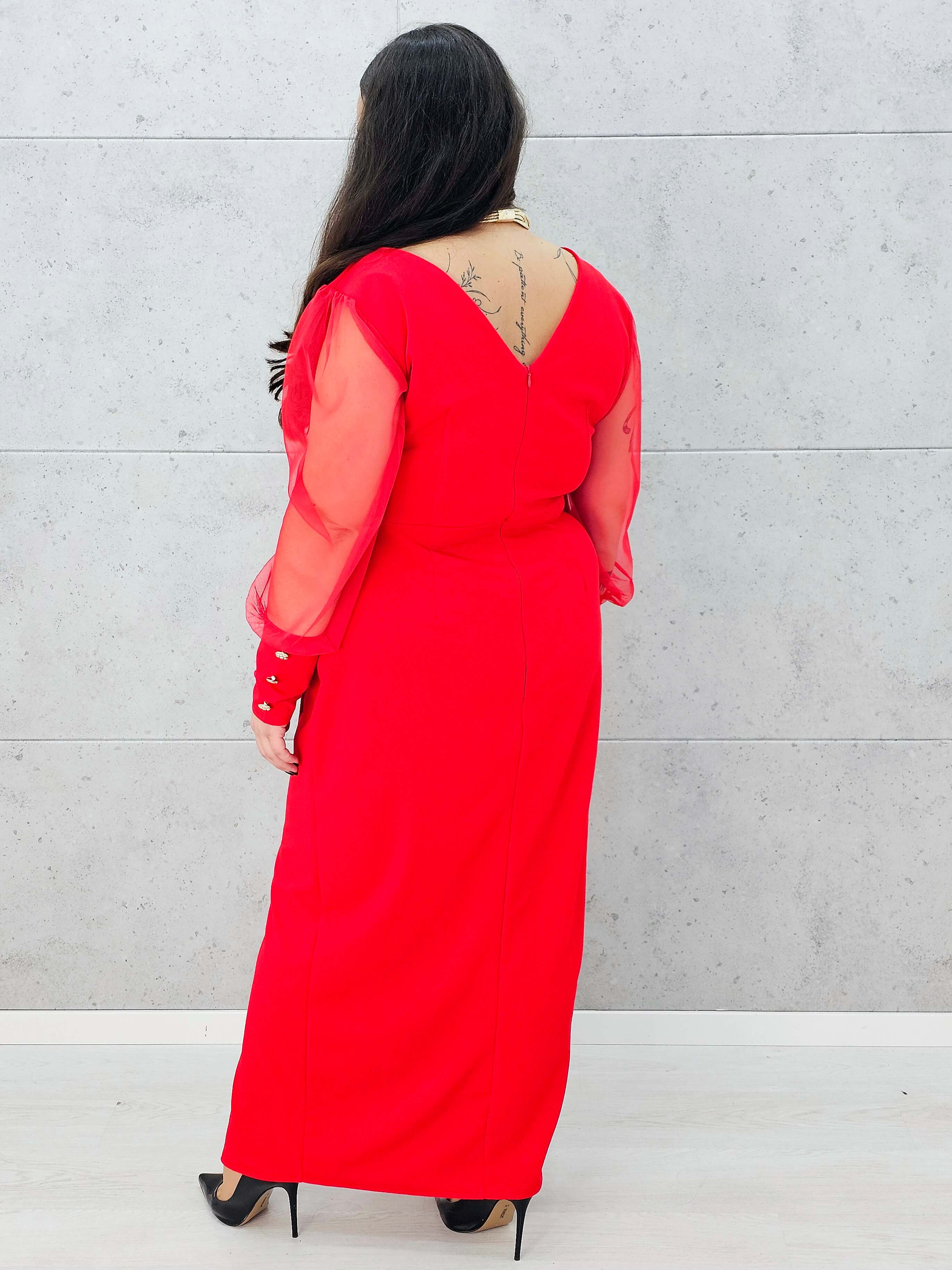 Elegancka sukienka maxi plus size Stylowa XL tył
