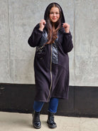 Długa bluza z kapturem i suwakiem Stylowa XL