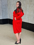 Czerwona sukienka midi Stylowa XL