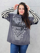 Bluza oversize z nadrukiem i zdobieniami Stylowa XL