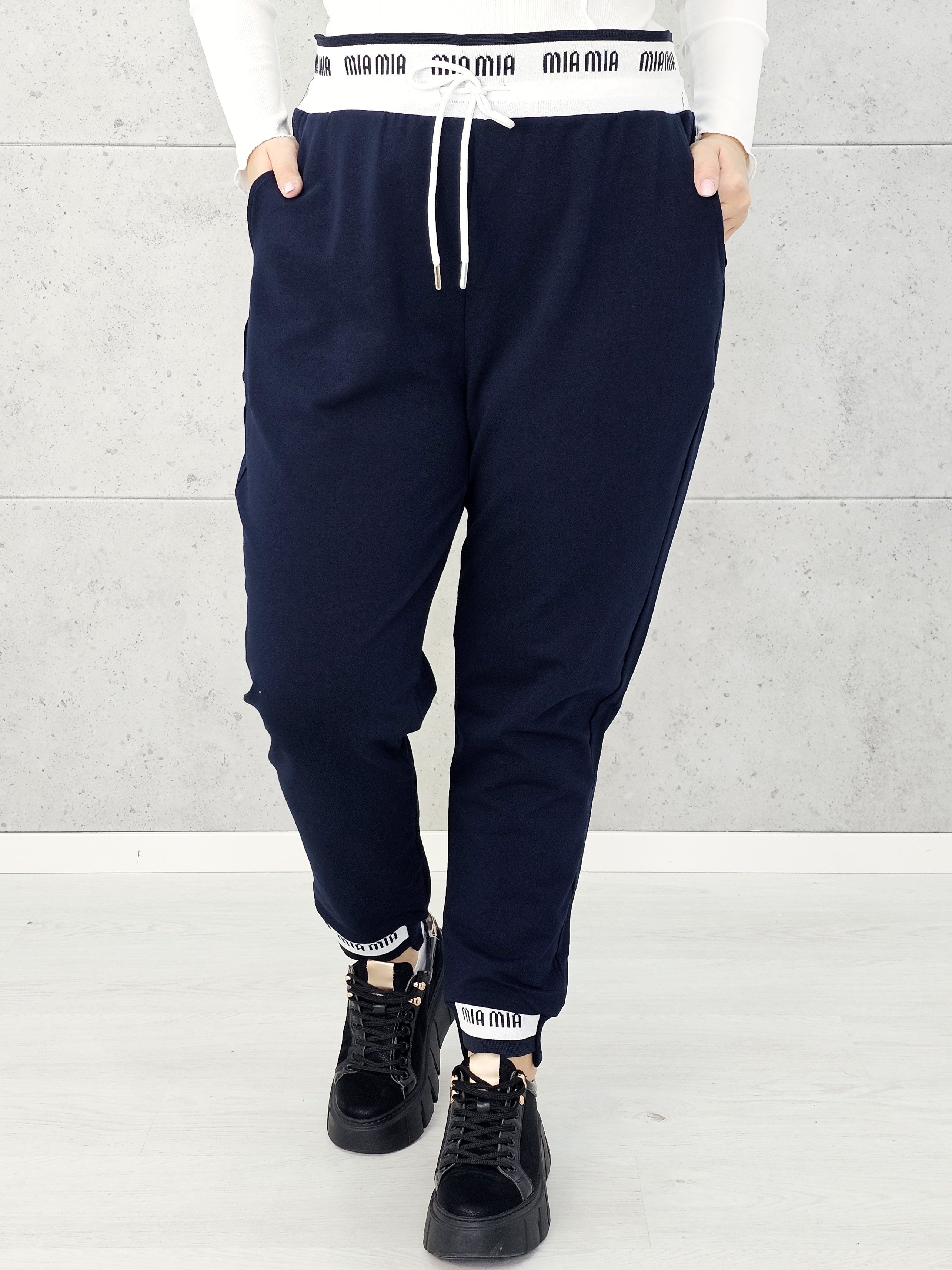 Sportowe spodnie z logowaną gumką Stylowa XL