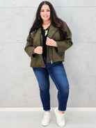 Kurtka ramoneska zamszowa khaki - rozmiary Stylowa XL