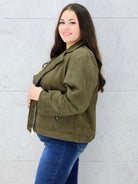 Kurtka ramoneska zamszowa khaki - rozmiary Stylowa XL