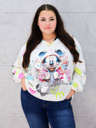 Damska bluzka oversize z nadrukiem- miki w kapturze Stylowa XL