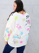 Damska bluzka oversize z nadrukiem- miki w kapturze Stylowa XL