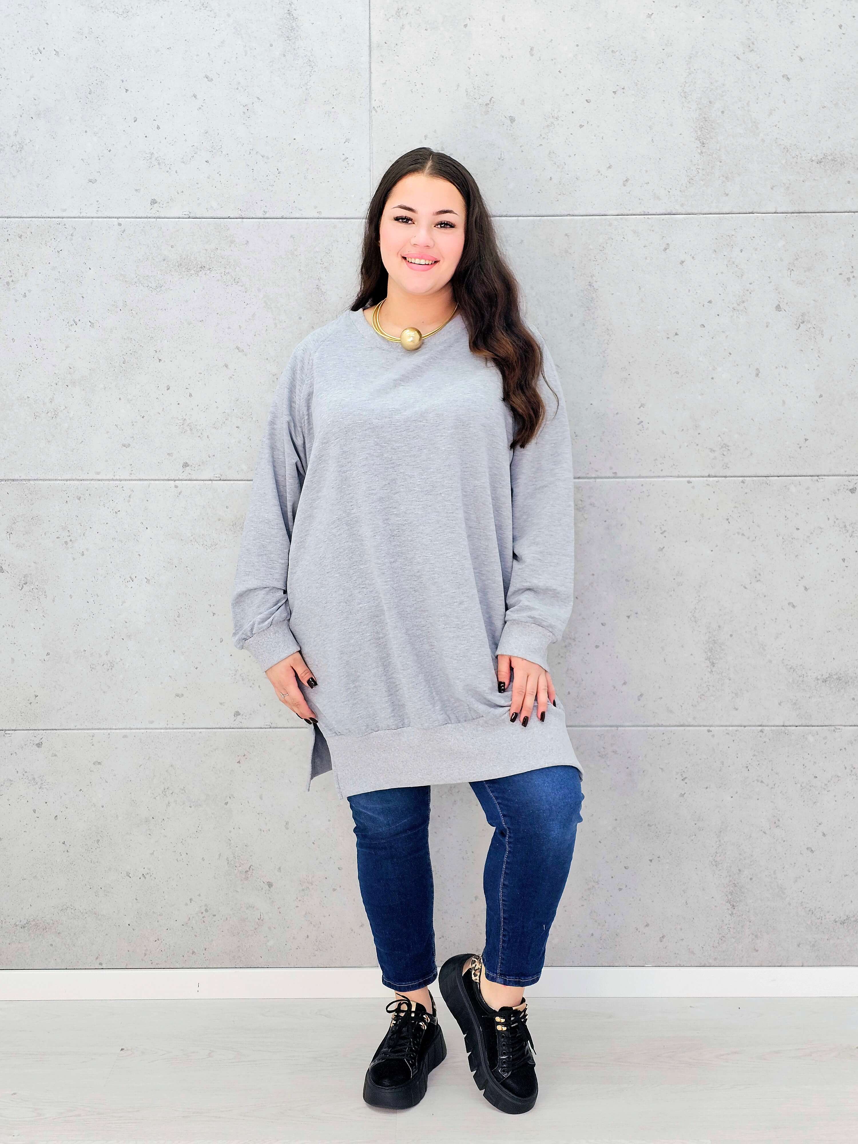 Bluza oversize z rozcięciami po bokach Stylowa XL