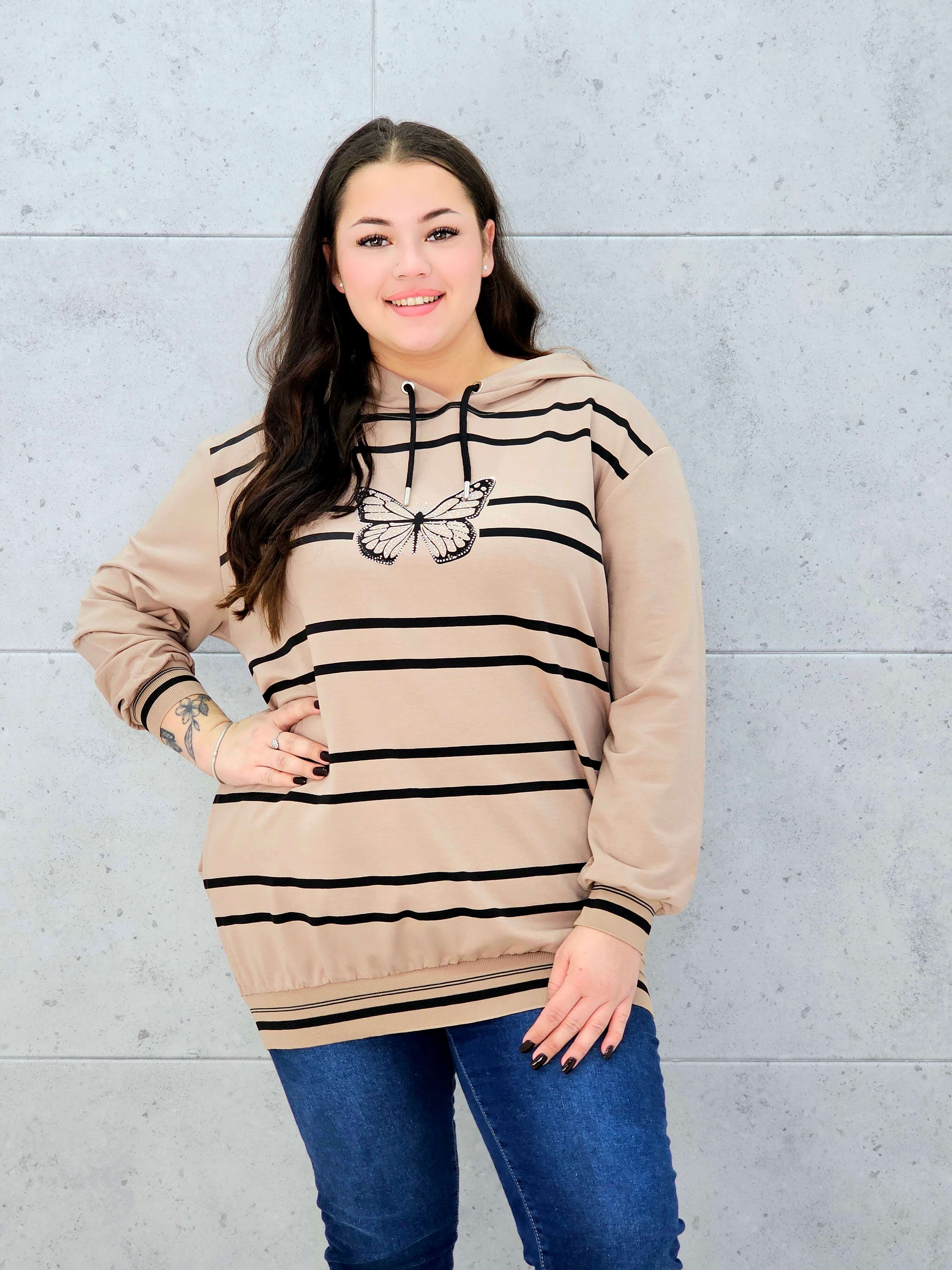 Bluza z kapturem i motywem motyla Stylowa XL