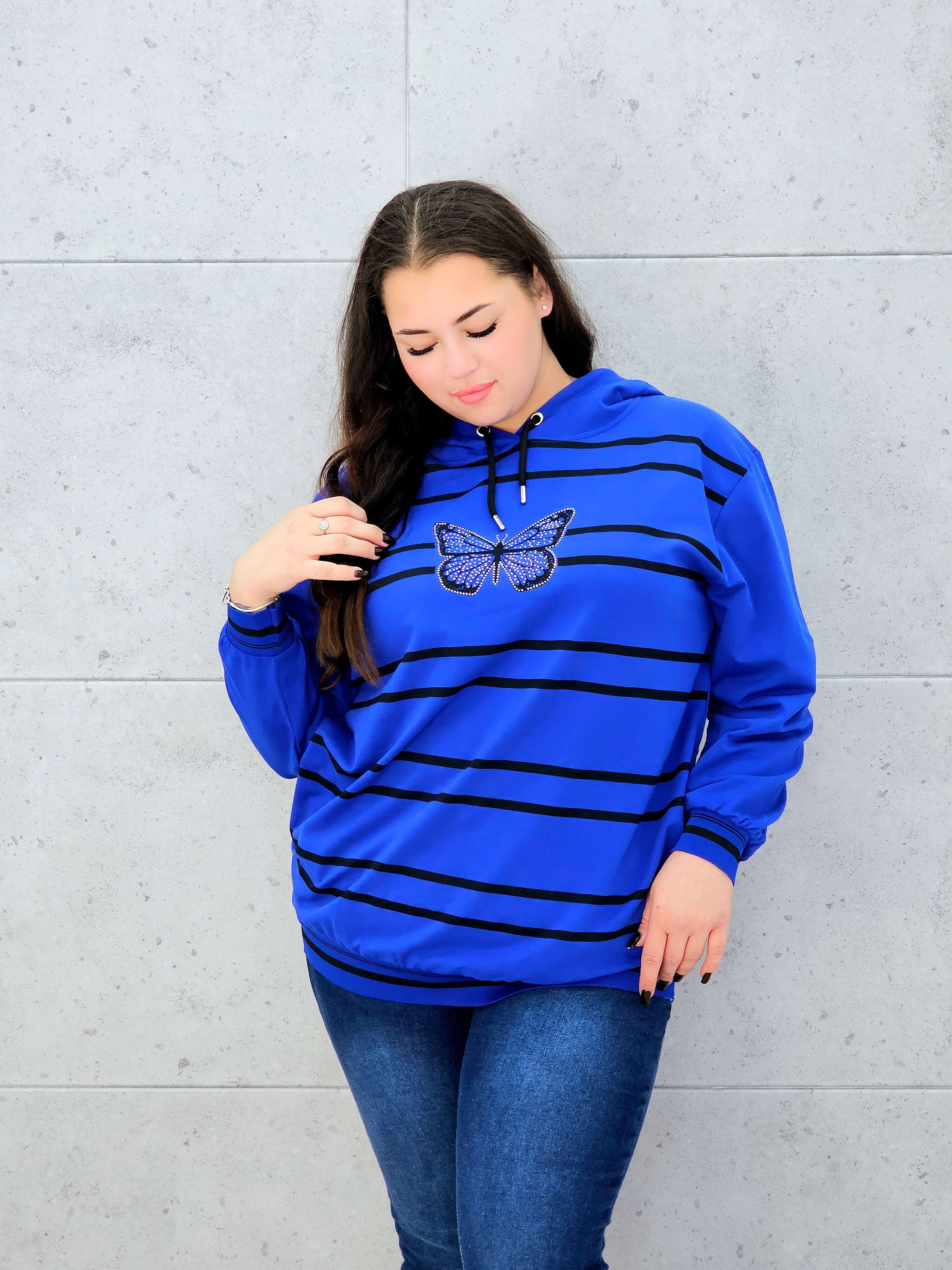 Bluza z kapturem i motywem motyla Stylowa XL