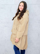 Asymetryczna kurtka-parka z kapturem Stylowa XL