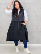 Długa kamizelka z pikowaną górą Stylowa XL