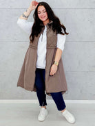 Długa kamizelka z pikowaną górą Stylowa XL