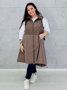 Długa kamizelka z pikowaną górą Stylowa XL