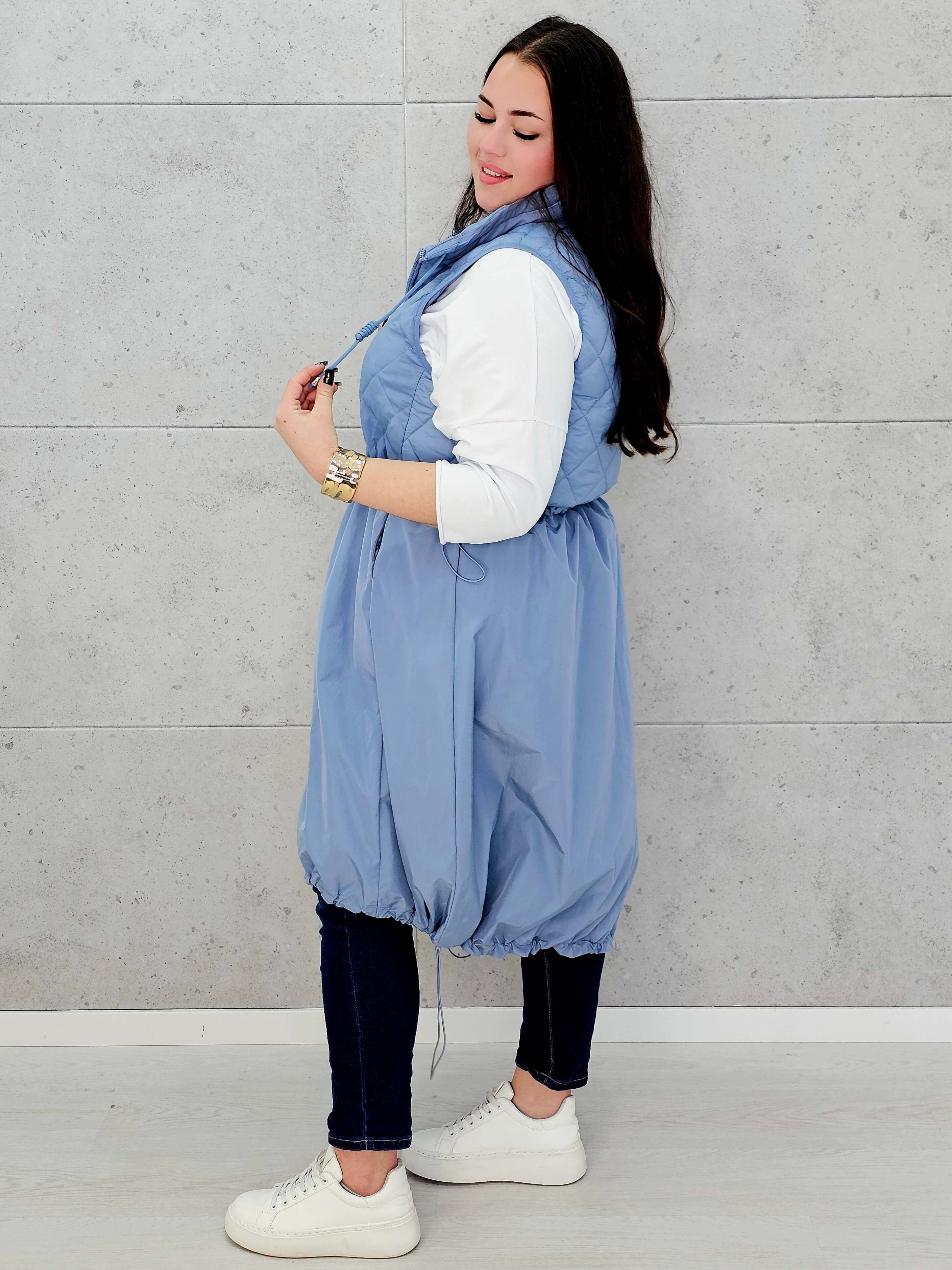 Długa kamizelka z pikowaną górą Stylowa XL