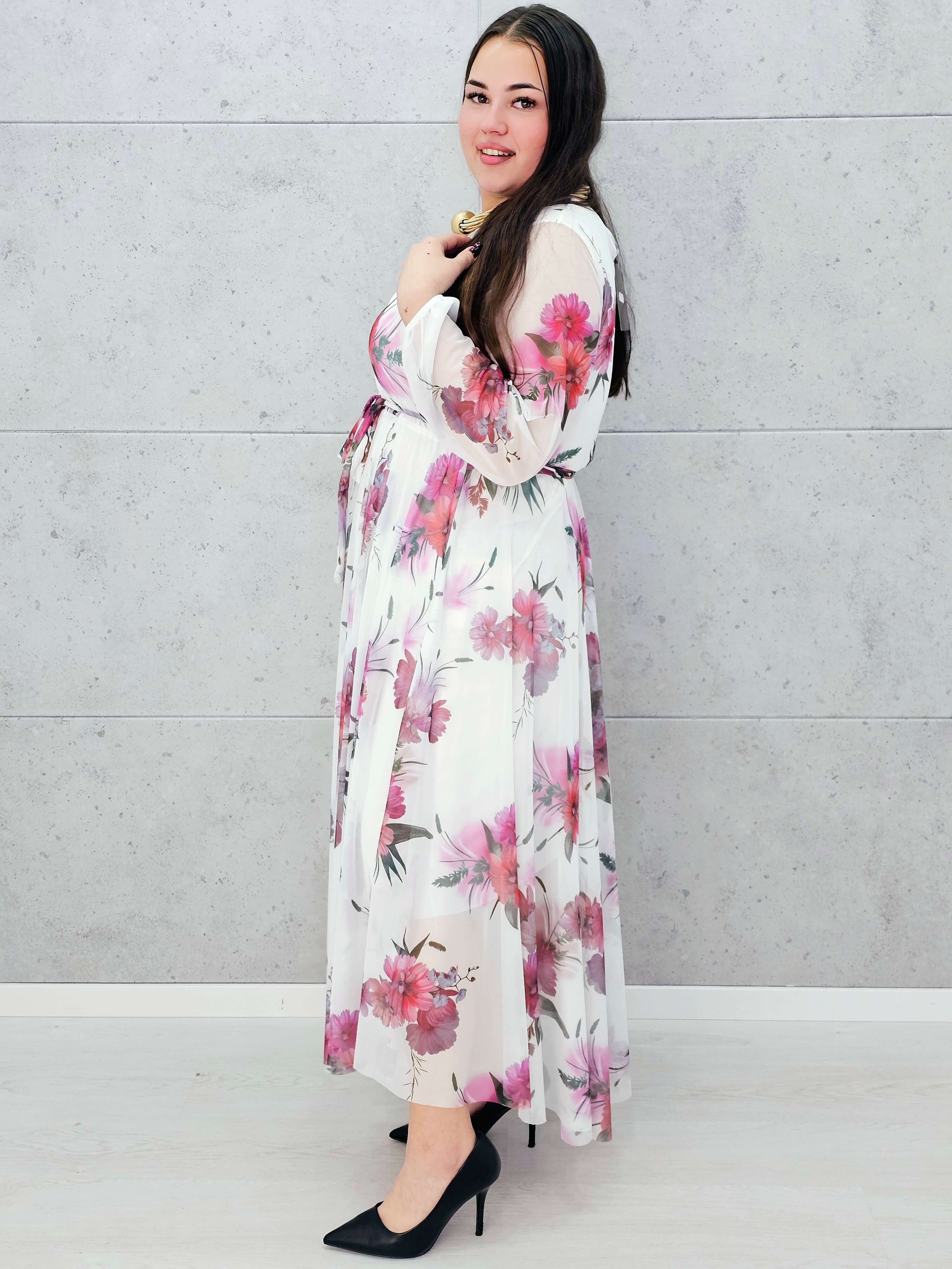 Sukienka z Siateczkowym Wykończeniem Plus Size StylowaXL – Romantyczna Elegancja i Lekkość Stylowa XL