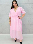 Sukienka szyfonowa maxi z bufiastym rękawem – w wielu kolorach Stylowa XL