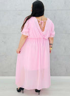 Sukienka szyfonowa maxi z bufiastym rękawem – w wielu kolorach Stylowa XL