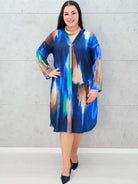 Sukienka wielokolorowa z paseczkiem Stylowa XL