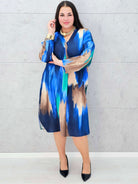 Sukienka wielokolorowa z paseczkiem Stylowa XL