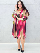 Sukienka wielokolorowa z paseczkiem Stylowa XL