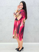 Sukienka wielokolorowa z paseczkiem Stylowa XL