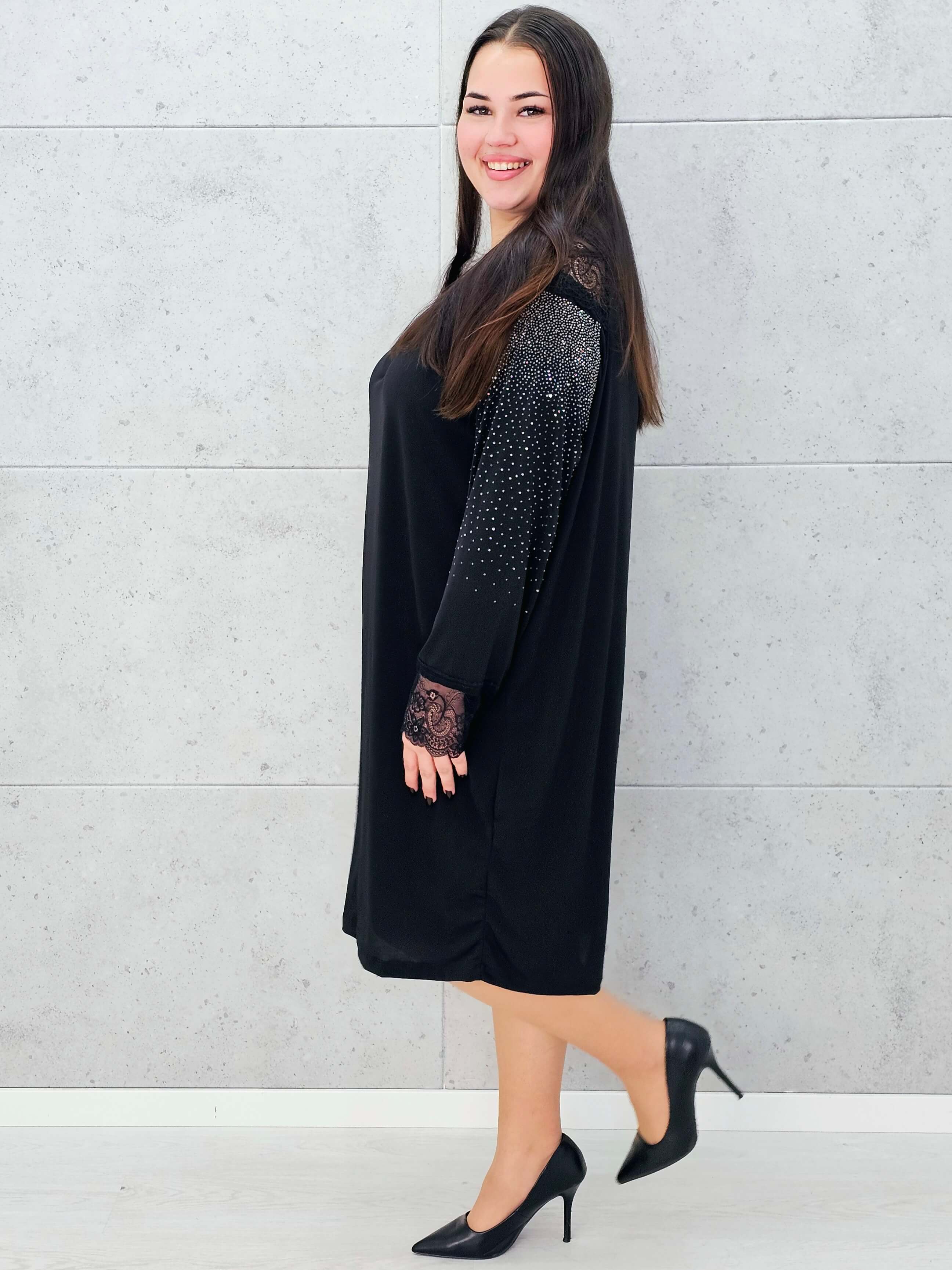 Sukienka z koronką i cyrkoniami – elegancka sukienka plus size Stylowa XL