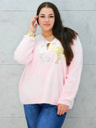 Sweter z flamingami  Livans – miękki puszek plus size Stylowa XL