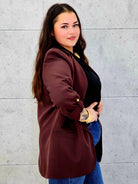 Marynarka bordowa w całości  prawy bok 