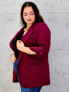 Marynarka bordowa bokiem 